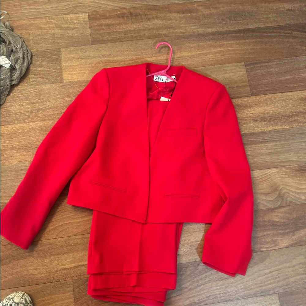Zara red pantsuit size M